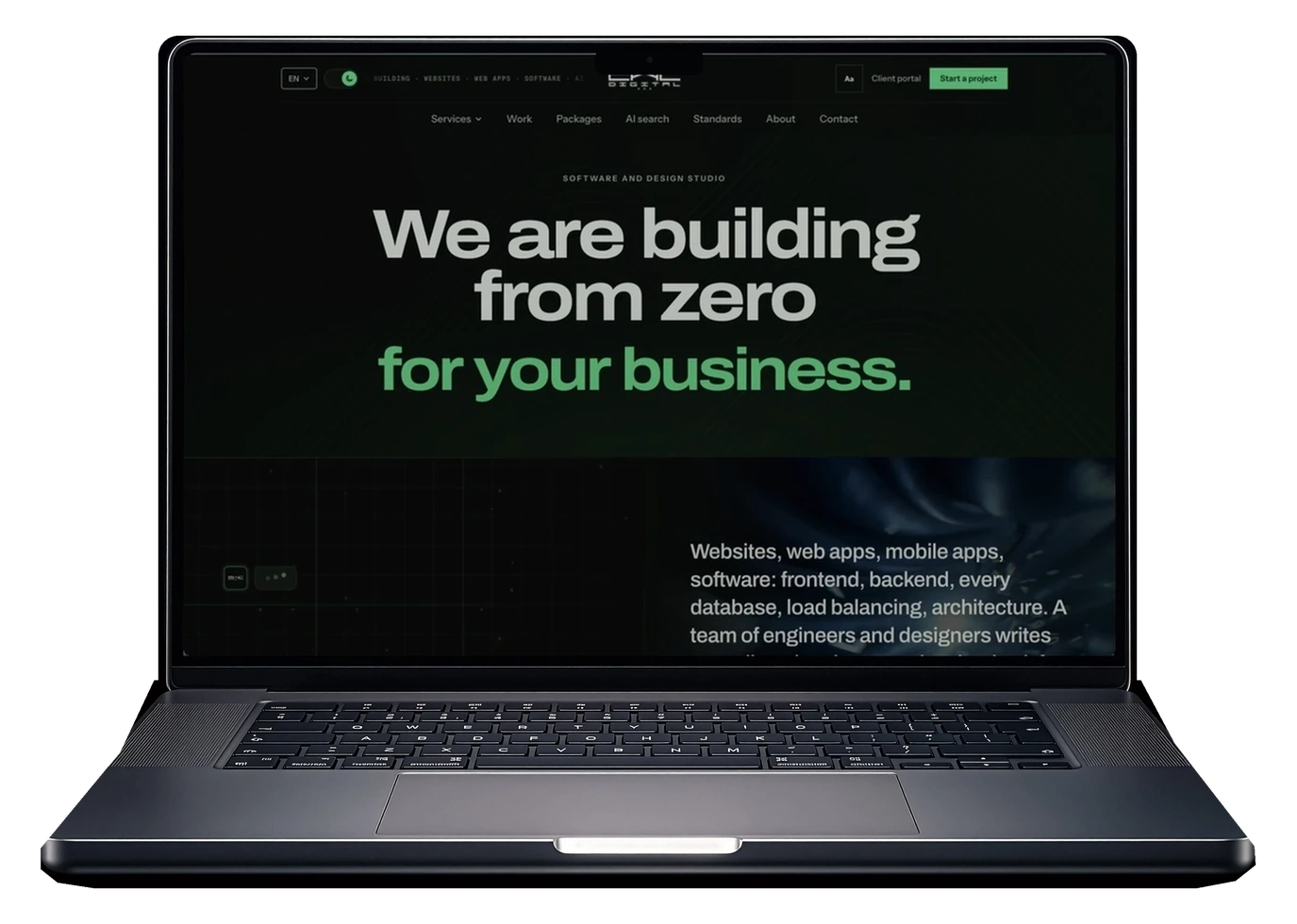 EWC Designs website displayed on a laptop